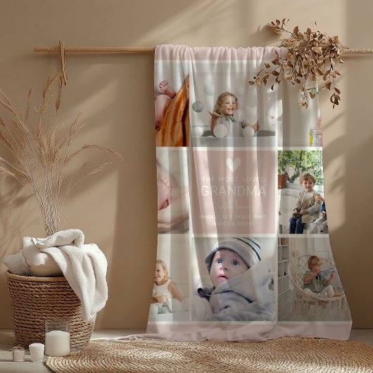 GRANDMA 'the most loved' 写真コラージュ フリースブランケット