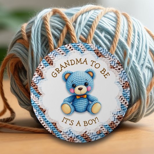 Grandma to be | かぎ針編みテディベア ベビーシャワー 缶バッジ