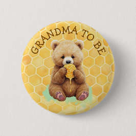 Grandma to Be | Bear themed Boy's Baby Shower 缶バッジ