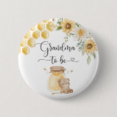 Grandma to be Button. Sunflower honey bear 缶バッジ (正面)
