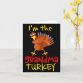 Grandma Turkey Matching Family Group Thanksgiving  カード (黄色い花)