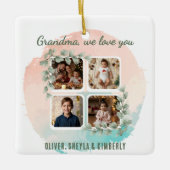 Grandma we love you 6 Photo Collage Eucalyptus セラミックオーナメント (正面)