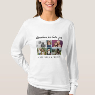 Grandma we love you Grandchildren 6 Photo Collage Tシャツ
