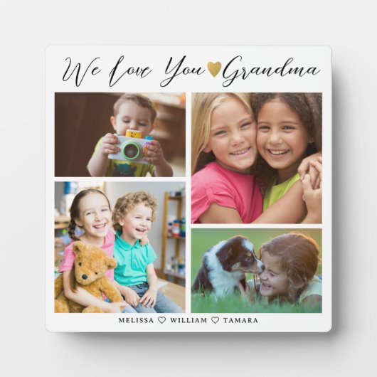 Grandma We Love You | Grandkids 4 Photo Collage フォトプラーク (正面)