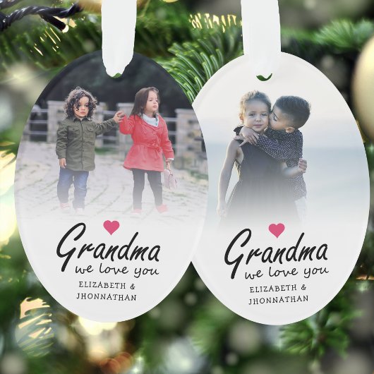 Grandma we love you Script 2 sided template Photo オーナメント