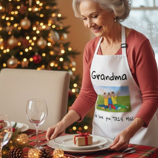 Grandma We Love You This Much Photo Christmas Gift エプロン