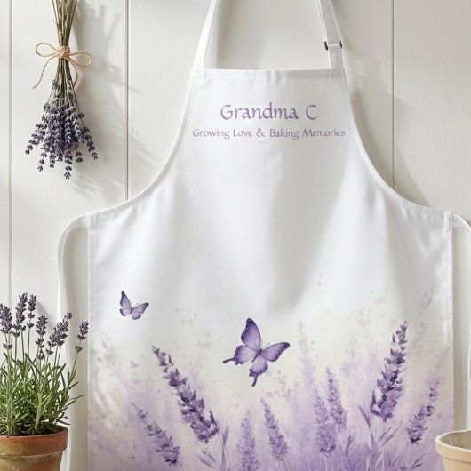 Grandma Wildflower Butterfly Birthday Floral エプロン
