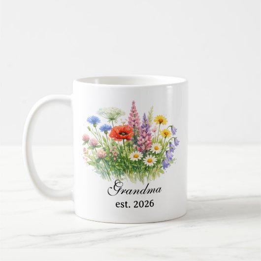 Grandma Wildflower Watercolor  コーヒーマグカップ (左)