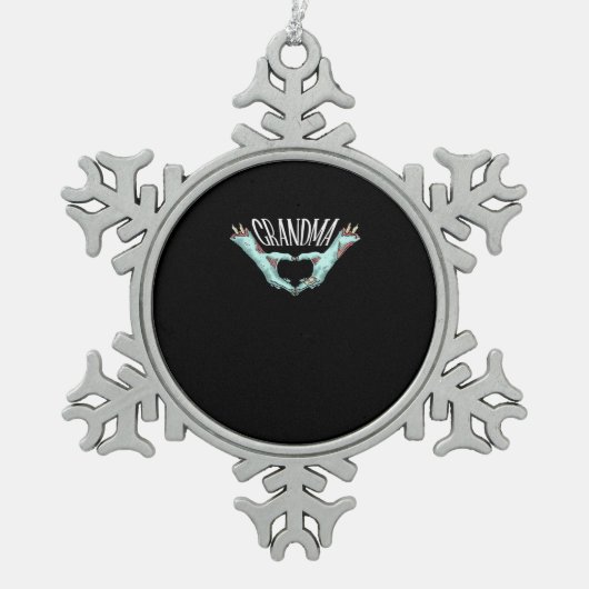 Grandma Zombie Hand Heart Halloween Costume Family スノーフレークピューターオーナメント (正面)
