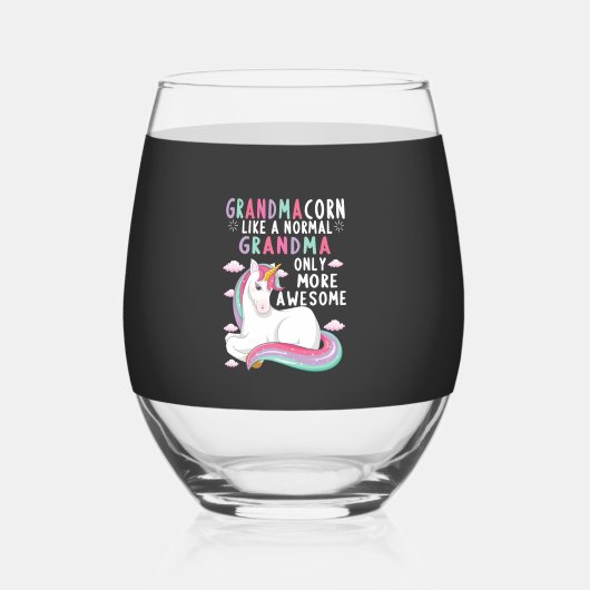 Grandmacorn Like A Normal Grandma Only More Awesom ステムなしワイングラス (正面)