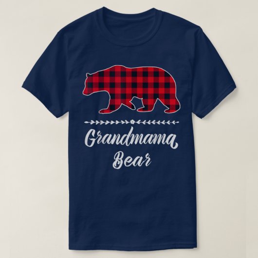Grandmama Bear Red Buffalo Check Plaid Fun Grandma Tシャツ (デザイン正面)