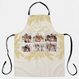 Grandma's Custom Elegant Christmas Photo Collage エプロン