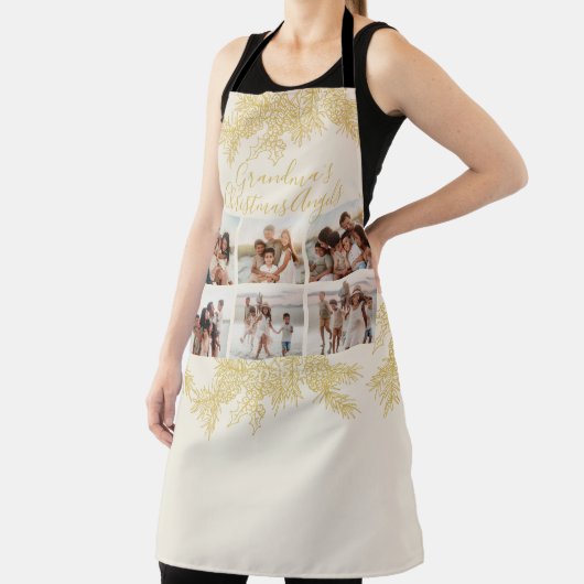 Grandma's Custom Elegant Christmas Photo Collage エプロン (インサイチュ)