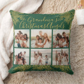 Grandma's Custom Elegant Christmas Photo Collage クッション (ブランケット)