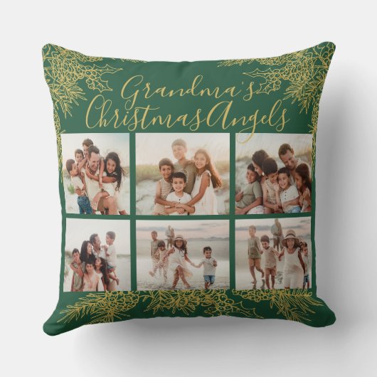 Grandma's Custom Elegant Christmas Photo Collage クッション (裏面)