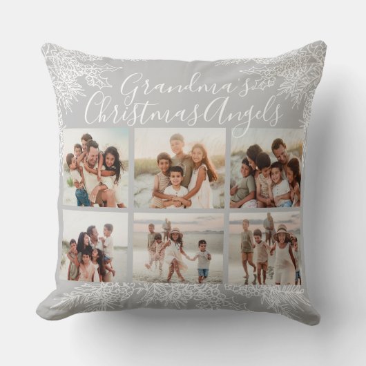 Grandma's Custom Elegant Christmas Photo Collage クッション (正面)