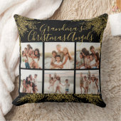 Grandma's Custom Elegant Christmas Photo Collage クッション (ブランケット)
