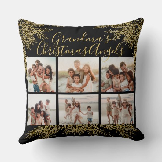 Grandma's Custom Elegant Christmas Photo Collage クッション (裏面)
