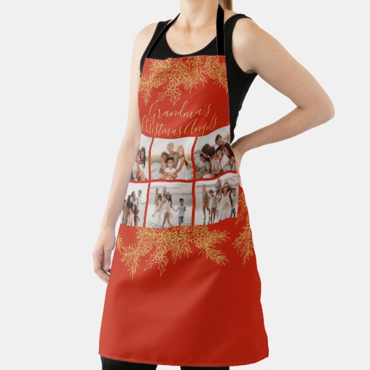 Grandma's Custom Photo Collage Elegant Christmas  エプロン (インサイチュ)