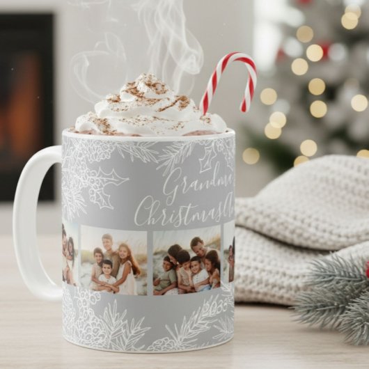 Grandma's Elegant Custom Christmas Photo Collage コーヒーマグカップ