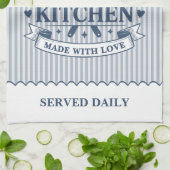 Grandmas Kitchen Blue Stripes Customizable キッチンタオル (折り畳み)