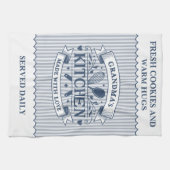 Grandmas Kitchen Blue Stripes Customizable キッチンタオル (横)