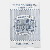 Grandmas Kitchen Blue Stripes Customizable キッチンタオル (縦)