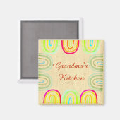 Grandma's Kitchen Folk Rainbow Pattern マグネット (正面/裏面)