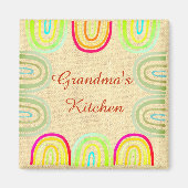 Grandma's Kitchen Folk Rainbow Pattern マグネット (正面)