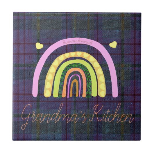 Grandma's Kitchen Rainbow 'Happiness is Homemade'  タイル (正面)