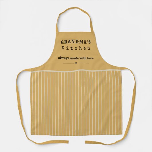 Grandma's Kitchen Vintage Stripe Customizable エプロン (正面)