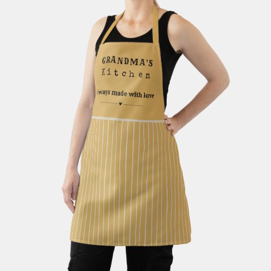 Grandma's Kitchen Vintage Stripe Customizable エプロン (インサイチュ)