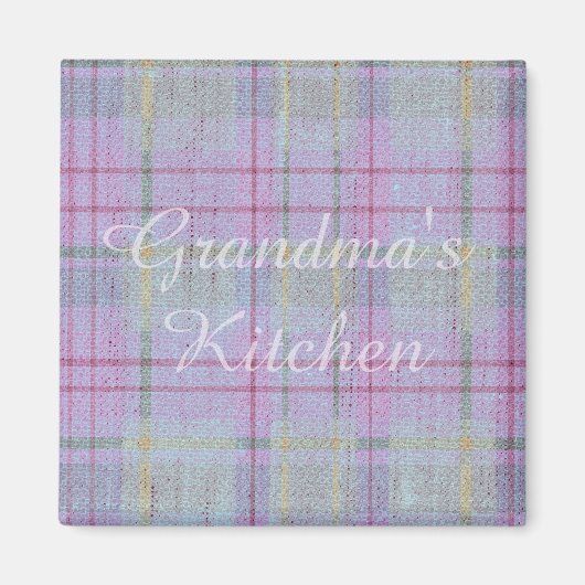Grandma's Kitchen Weathered Lavender Plaid マグネット (正面)