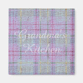 Grandma's Kitchen Weathered Lavender Plaid  マグネット (正面)