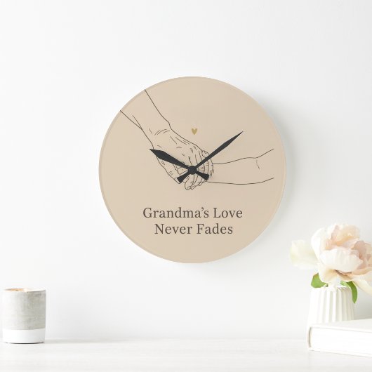 Grandma's Love Never Fades | Minimalist Family Ill ラージ壁時計