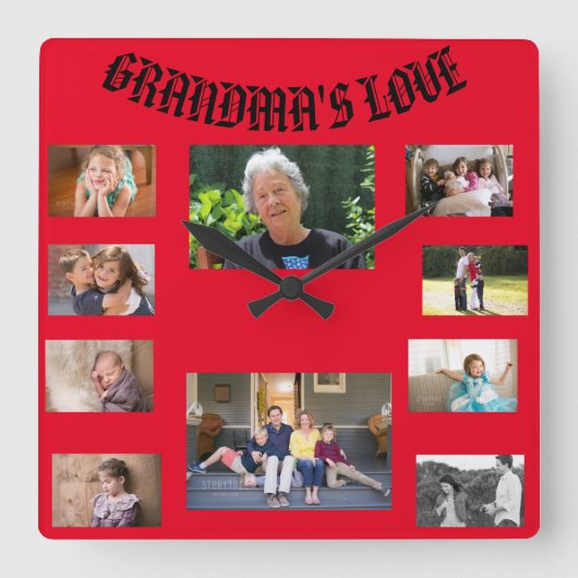 Grandma's Love Square Wall Clock スクエア壁時計 (正面)