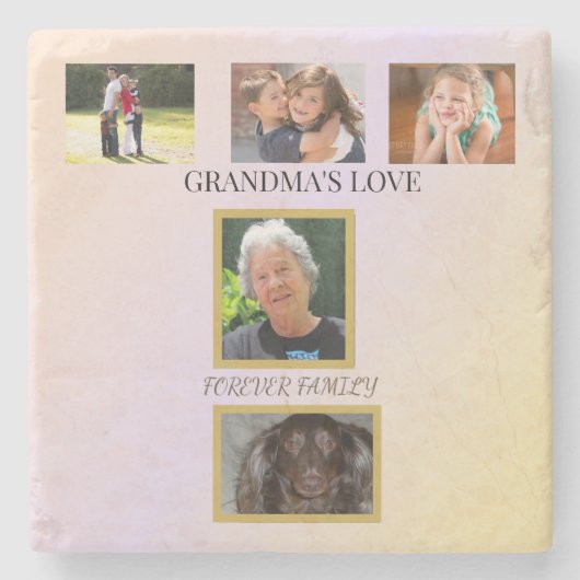 Grandma's Love Tribute - Gold Border Design ストーンコースター (正面)