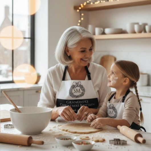 Grandma's Personalized Christmas Doodle Baking エプロン