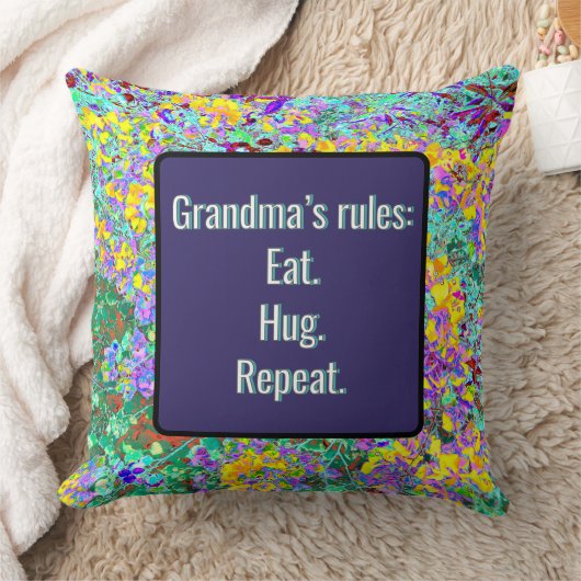 Grandma's Rules Throw Pillow クッション (ブランケット)