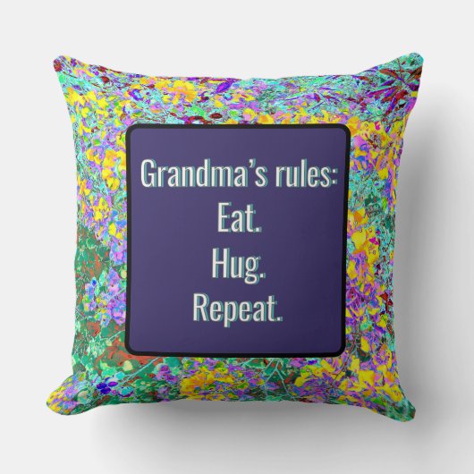 Grandma's Rules Throw Pillow クッション (正面)