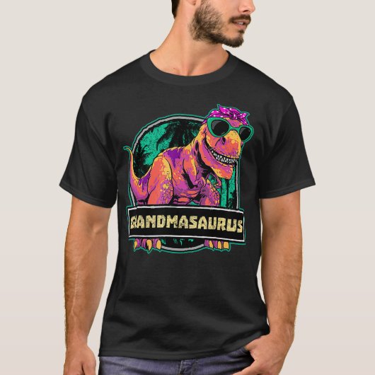 Grandmasaurus T rex Grandma Saurus Dinosaur Tシャツ (正面)