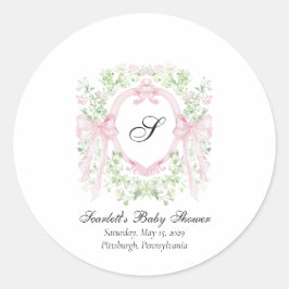 Grandmellenial Botanical Crest Baby Shower  ラウンドシール