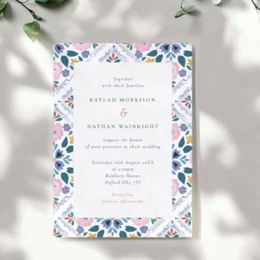 Grandmillenial Floral Pattern Wedding 招待状