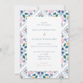 Grandmillenial Floral Pattern Wedding 招待状 (正面)