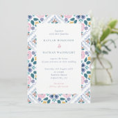 Grandmillenial Floral Pattern Wedding 招待状 (スタンド正面)