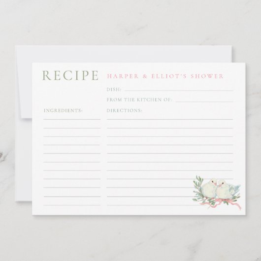 Grandmillenial Love Birds Shower Recipe Card 招待状 (正面)