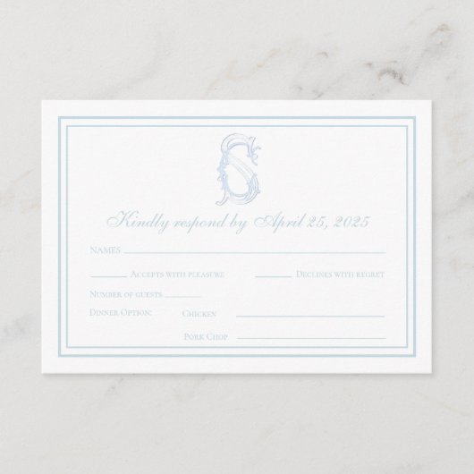 GrandmillennialおよびRSVPエレガントカード エンクロージャーカード (正面)