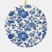 Grandmillennial Blue and White Floral Chinoiserie セラミックオーナメント (裏面)