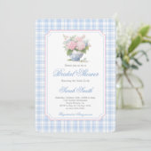 Grandmillennial Blue Gingham Bridal Shower  招待状 (スタンド正面)