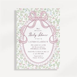 Grandmillennial Bow Baby Shower Invitation 招待状